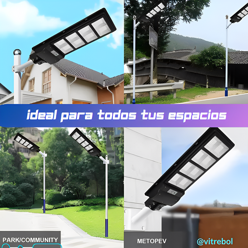 Lampara con panel solar grande 400 W - Potente y Duradera